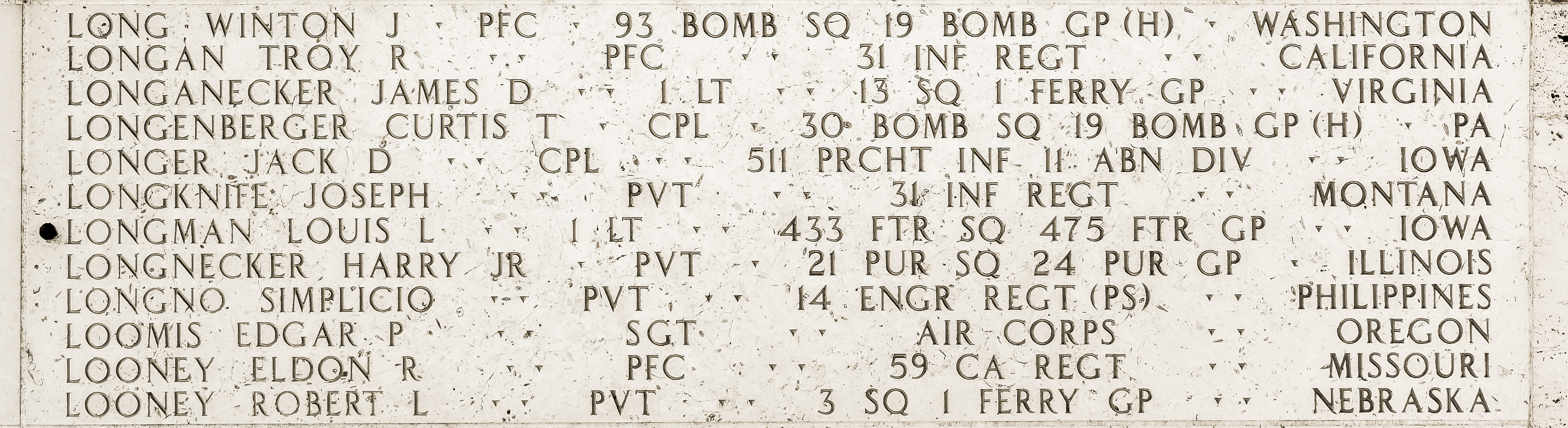 Louis L. Longman, First Lieutenant